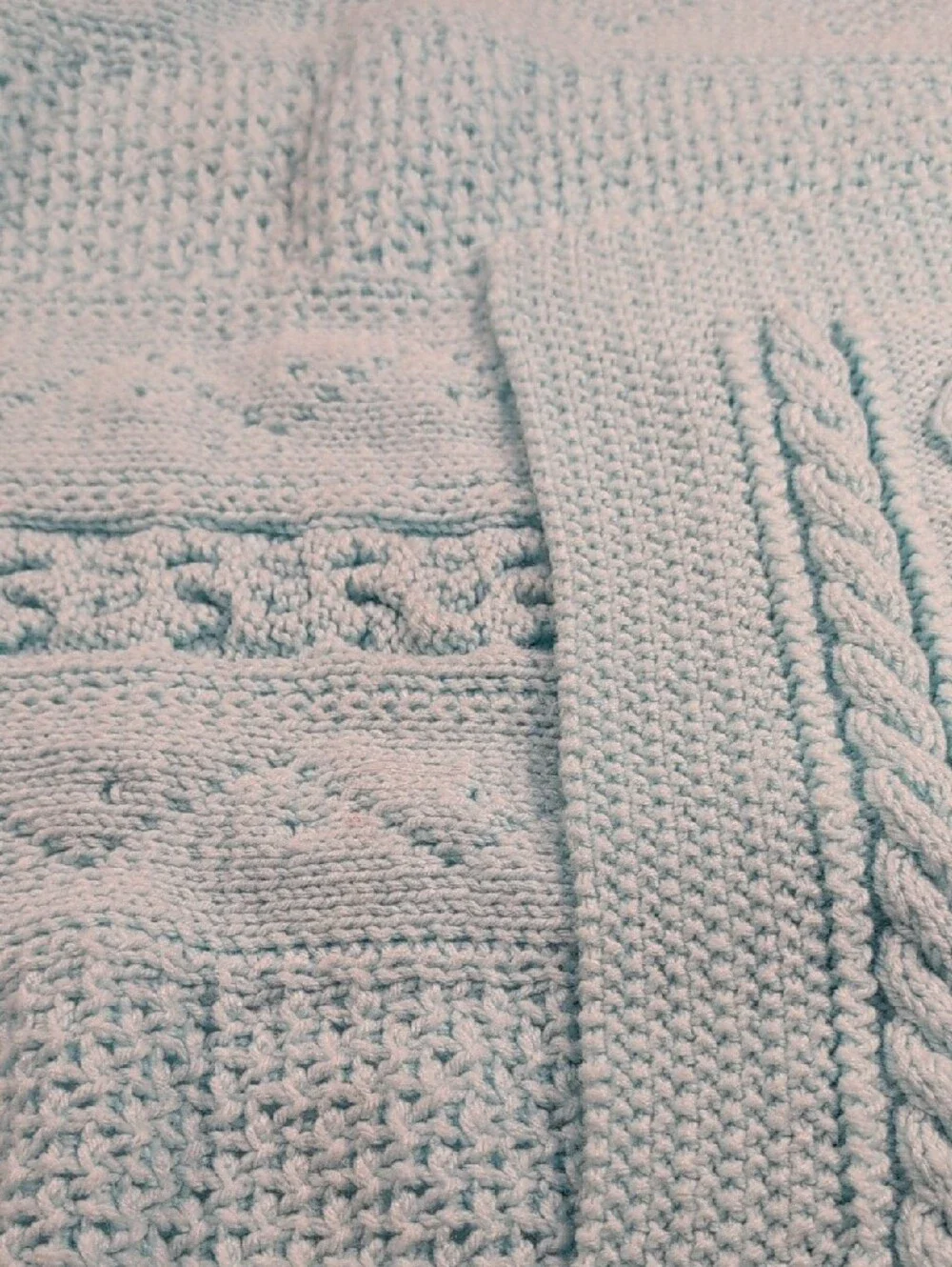 Baby Blue Cable Knit Blanket 33
